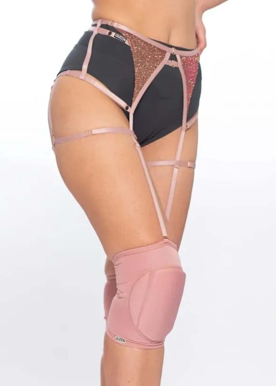 queen wear set for pole dance 5 – Набір, Наколінники Dusty Rose + Пояс-підв’язки Rose Shine для танців Набір, Наколінники Dusty Rose + Пояс-підв’язки Rose Shine для танців - queen wear set for pole dance 5