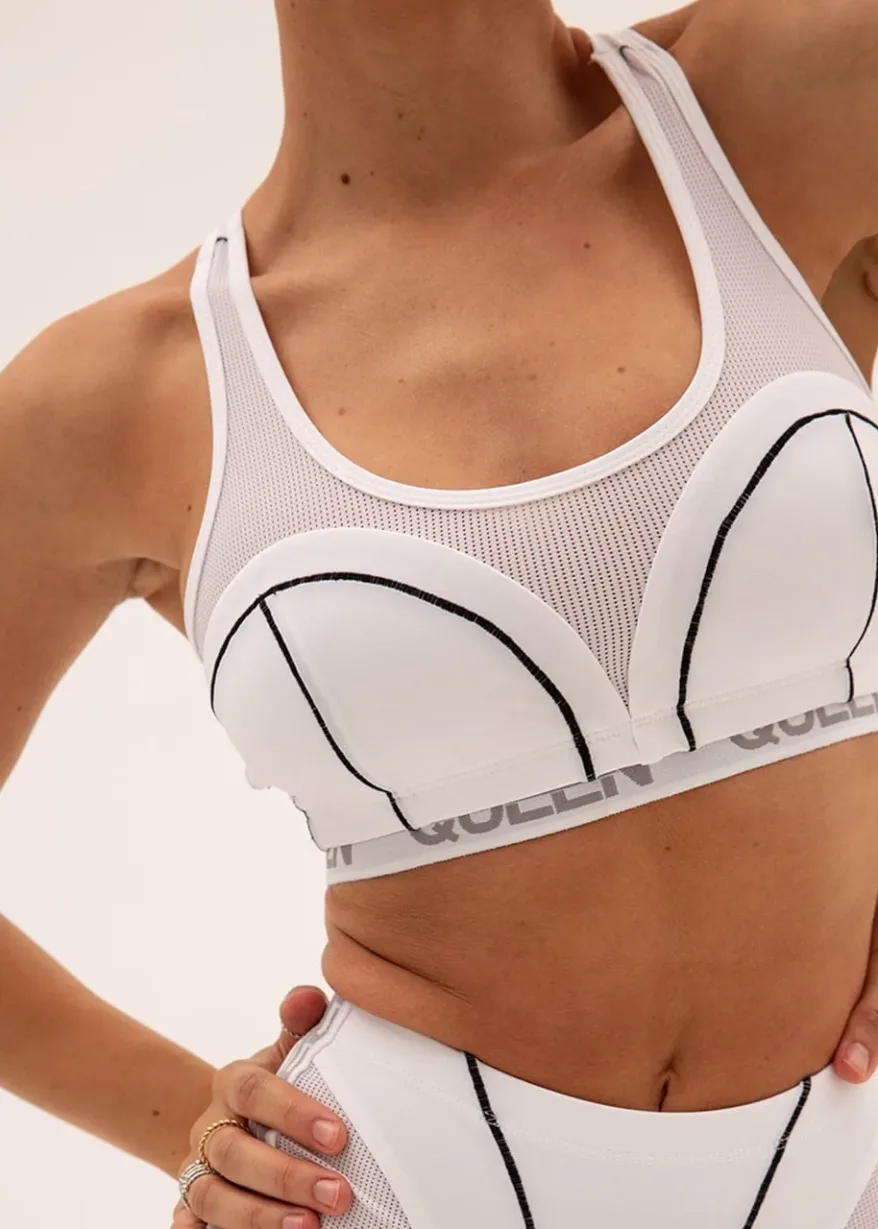 Medium Support Non Padded Sports Bra Top White SHARK 2 – Mesh Medium-Support Top – SHARK – White Mesh Medium-Support Top – SHARK – White - Medium Support Non Padded Sports Bra Top White SHARK 2