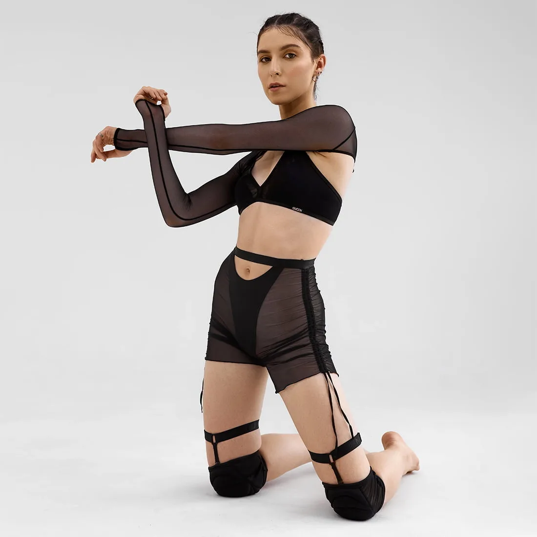 Queen Wear | 57 - Коротке болеро з сітки без бюстгальтера – Чорне Crop Mesh Top Bolero without Bra – Black | Queen Wear | 57 - Коротке болеро з сітки без бюстгальтера – Чорне