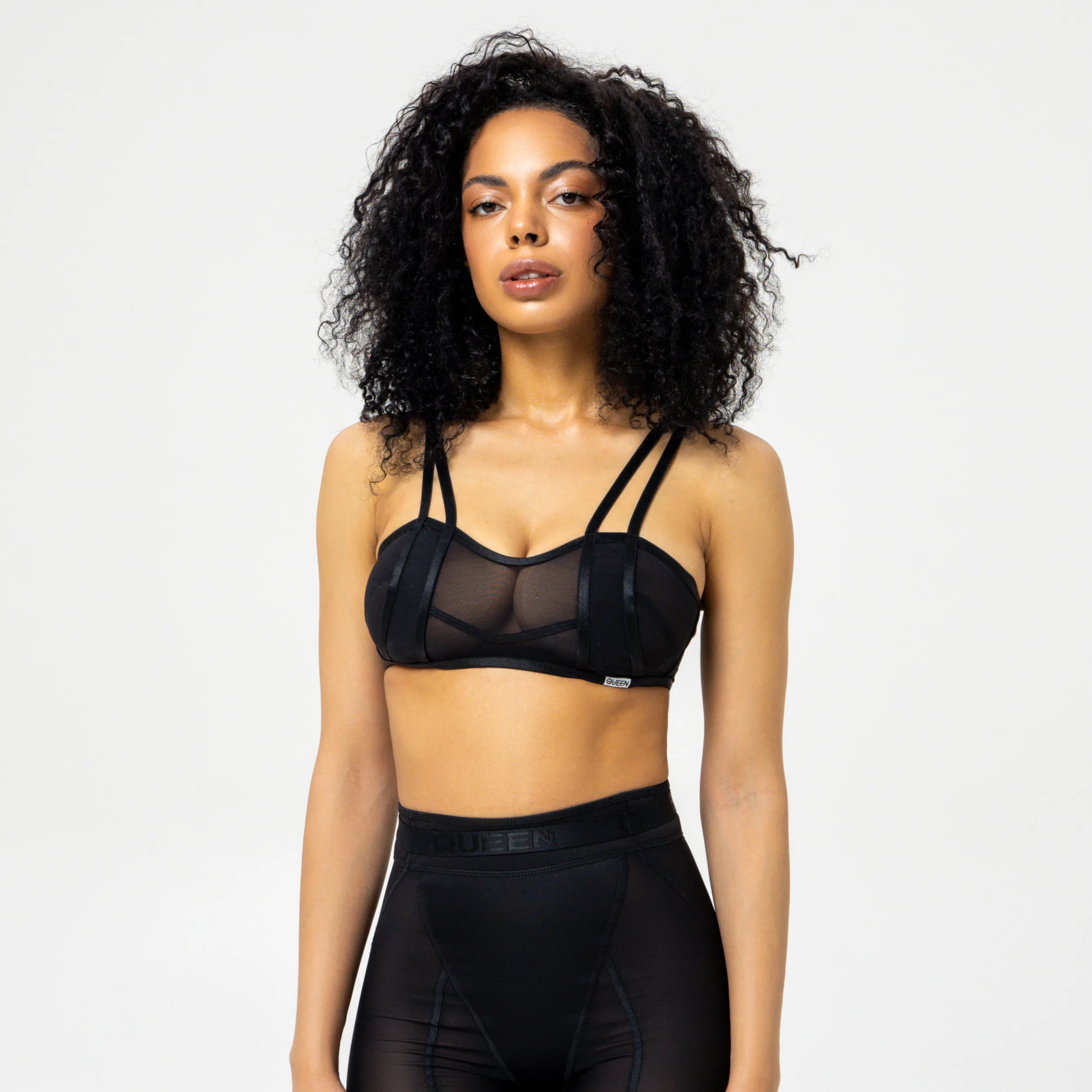 Queen Wear | 1Queens Kyiv 0184 jpg - Mesh Bralette – GEO TRIANGLE – Black Adjustable Top with Mesh – OVULATION – Black | Queen Wear | 1Queens Kyiv 0184 jpg - Mesh Bralette – GEO TRIANGLE – Black