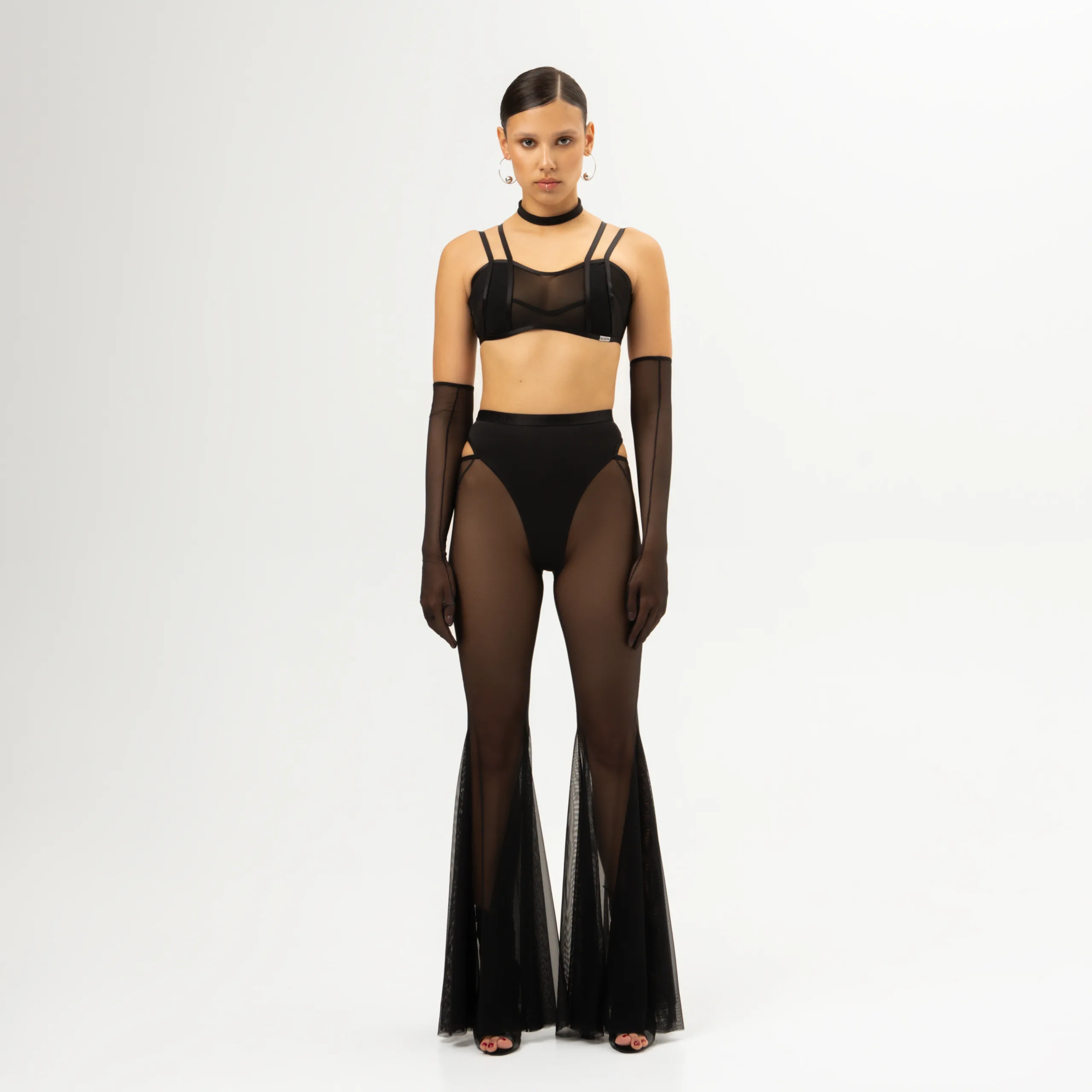 Queen Wear | 2Lviv 23.05 Queenpolewear 0159 scaled - Кльош-штани з сітки – CANDY – Чорні Mesh Flared Pants – CANDY – Black | Queen Wear | 2Lviv 23.05 Queenpolewear 0159 scaled - Кльош-штани з сітки – CANDY – Чорні