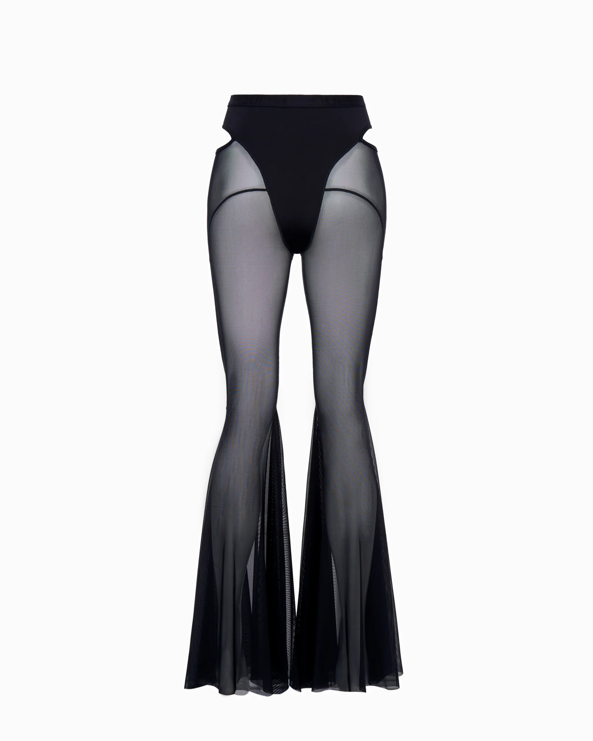 Queen Wear | DSC09633 scaled - Кльош-штани з сітки – CANDY – Чорні Mesh Flared Pants – CANDY – Black | Queen Wear | DSC09633 scaled - Кльош-штани з сітки – CANDY – Чорні