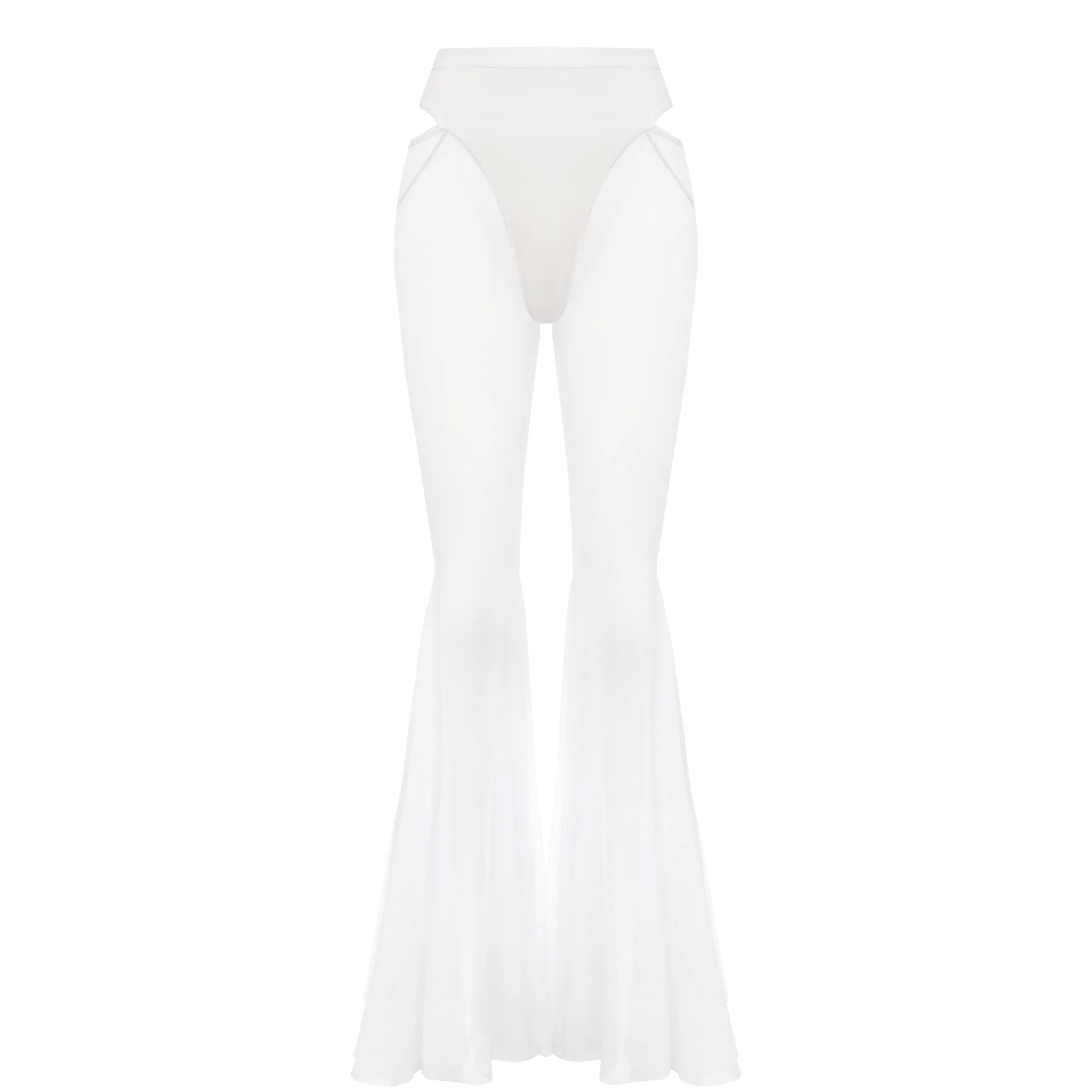 Queen Wear | 39 scaled - Mesh Flared Pants – CANDY – Ice White Mesh Flared Pants – CANDY – Ice White | Queen Wear | 39 scaled - Mesh Flared Pants – CANDY – Ice White