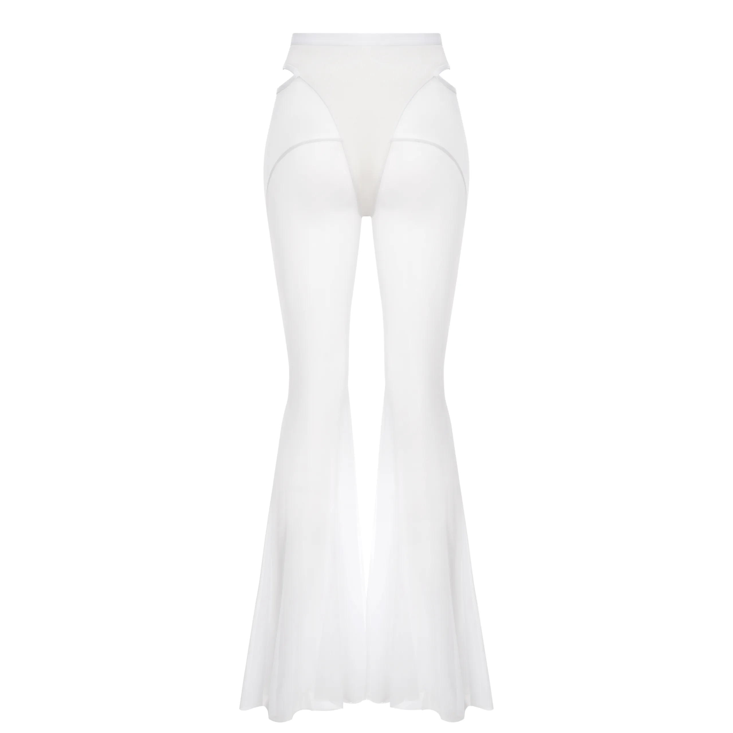 Queen Wear | 40 scaled - Кльош-штани з сітки – CANDY – Білі Mesh Flared Pants – CANDY – Ice White | Queen Wear | 40 scaled - Кльош-штани з сітки – CANDY – Білі