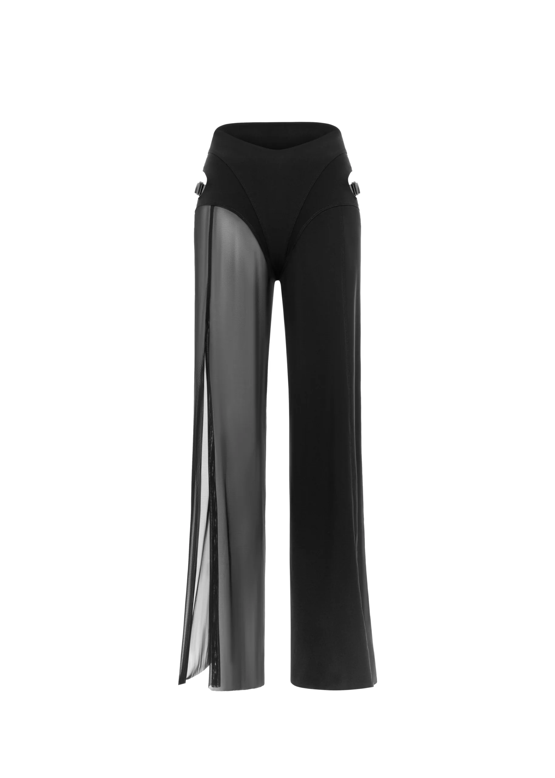 Queen Wear | 12_27 Pants Horizon for Pole Dance – Flared with Mesh in Star Black | Queen Wear | 12_27