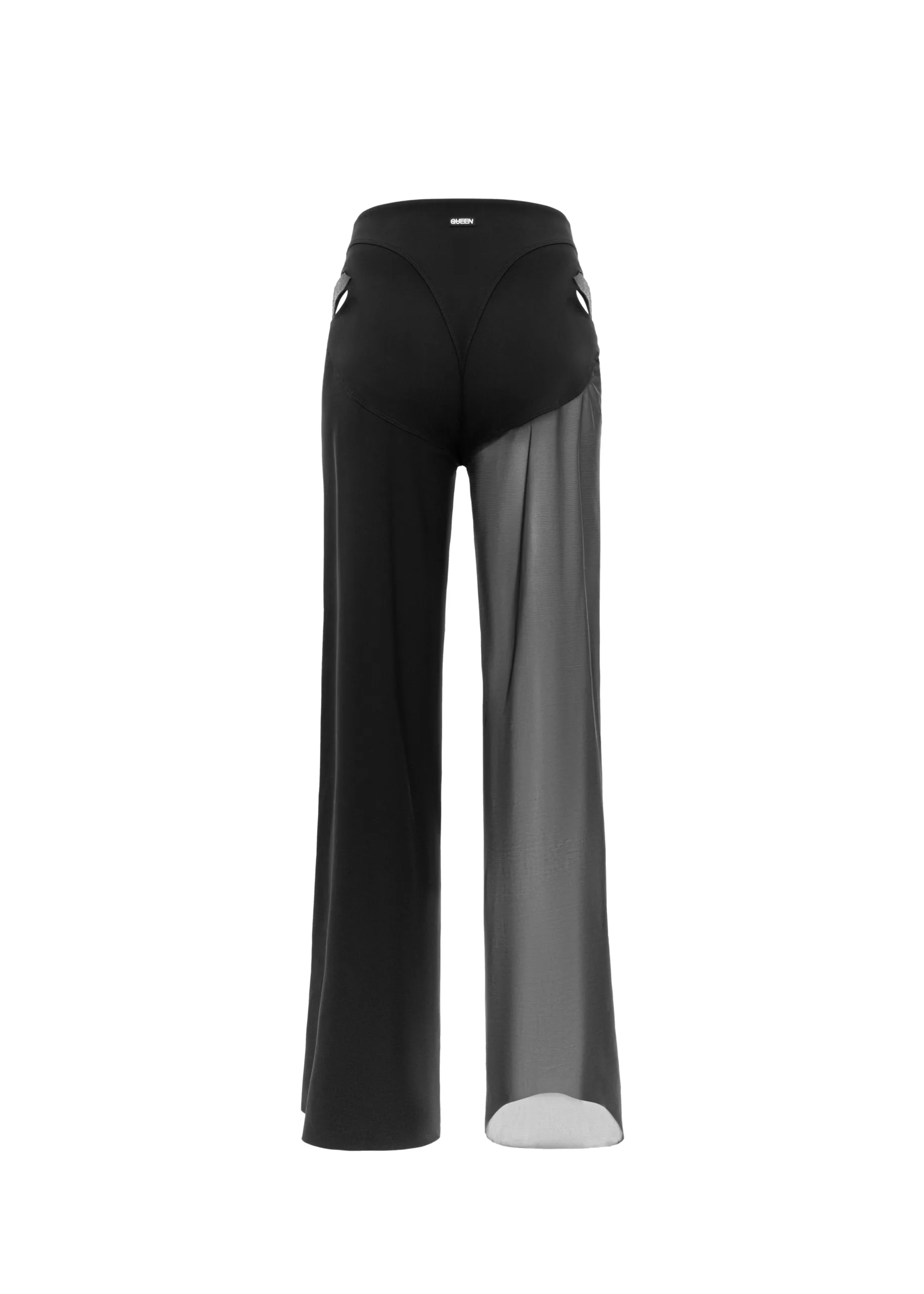 Queen Wear | 13_28 Pants Horizon for Pole Dance – Flared with Mesh in Star Black | Queen Wear | 13_28