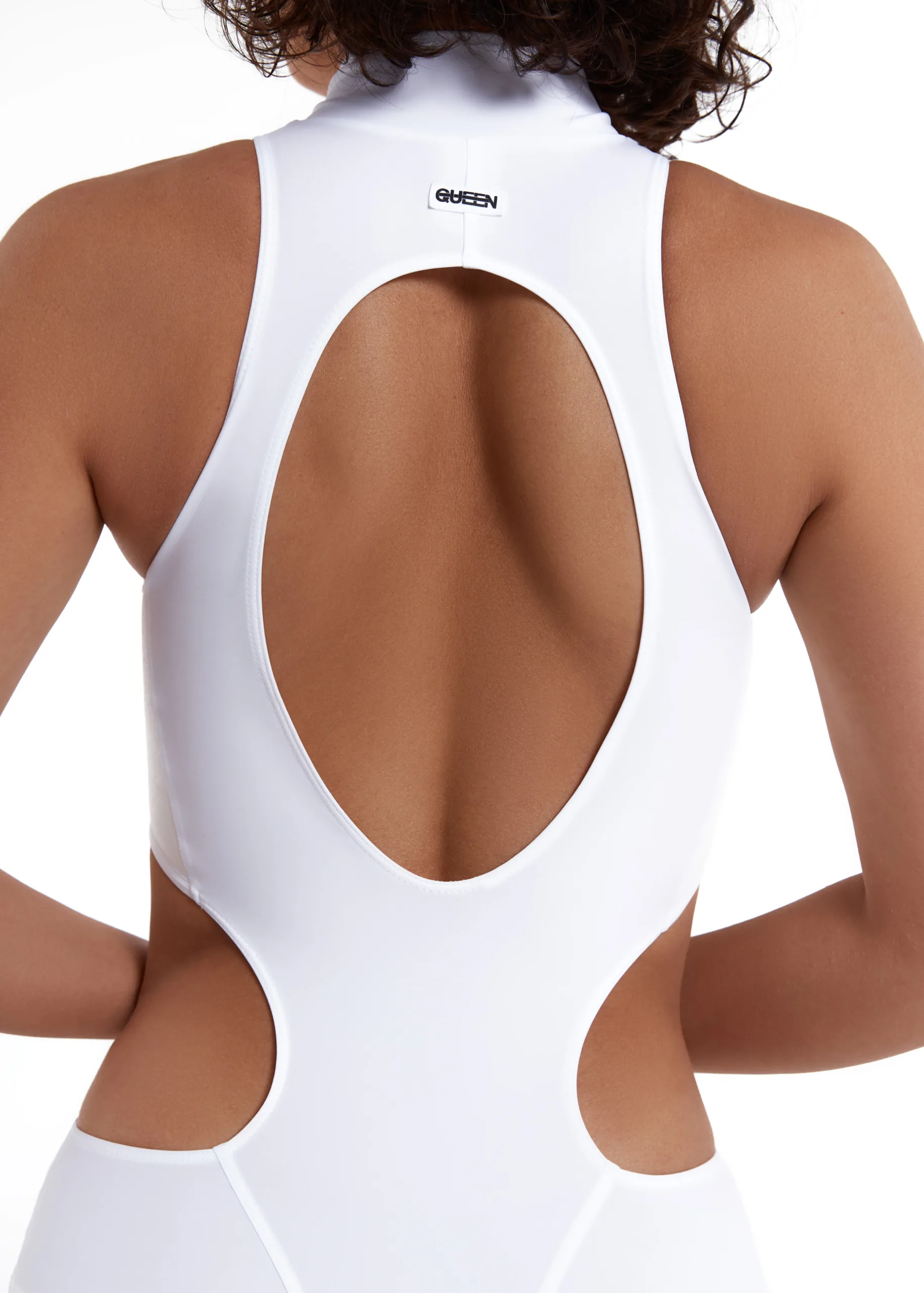 Queen Wear | 11_230216 Bodysuit Reflex for Pole Dance – Grippy with Hipster Briefs in Star White | Queen Wear | 11_230216