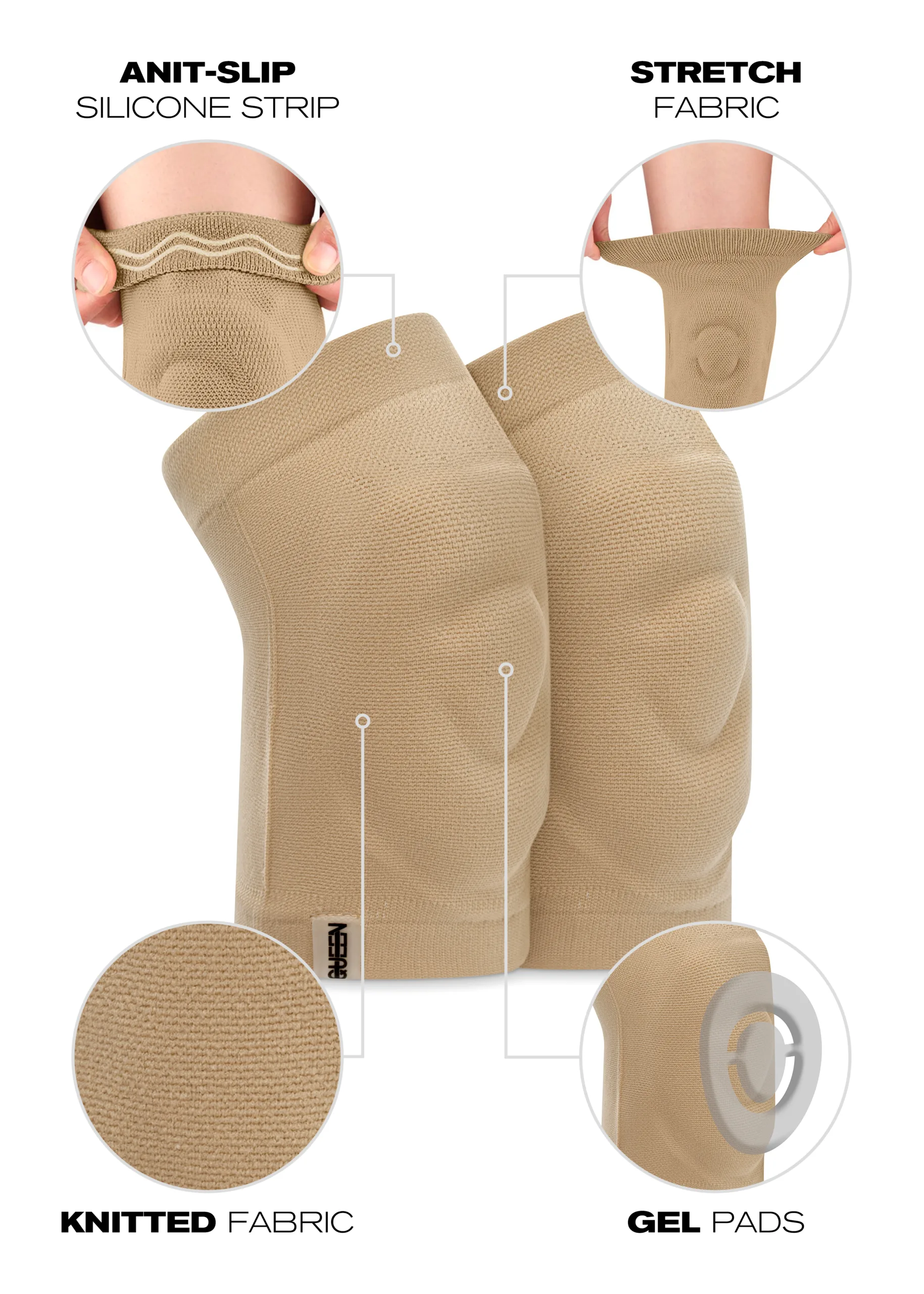 Queen Wear | Beige_1 Overestimated Gel knee pads – Beige – M-L | Queen Wear | Beige_1