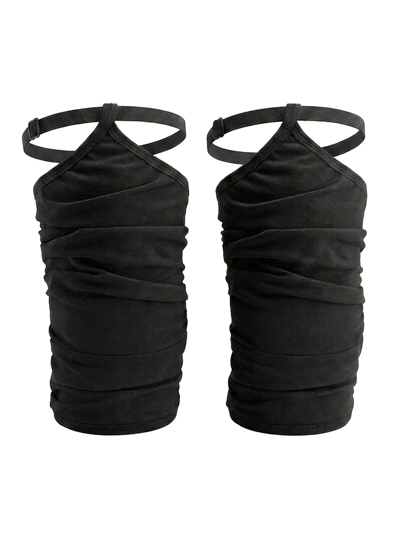 Queen Wear | hf_20260610_084558_698d2f64-c93c-443c-9a8a-aec956ffba46 Knee pads with garter – Soft Pleats – Black | Queen Wear | hf_20260610_084558_698d2f64-c93c-443c-9a8a-aec956ffba46
