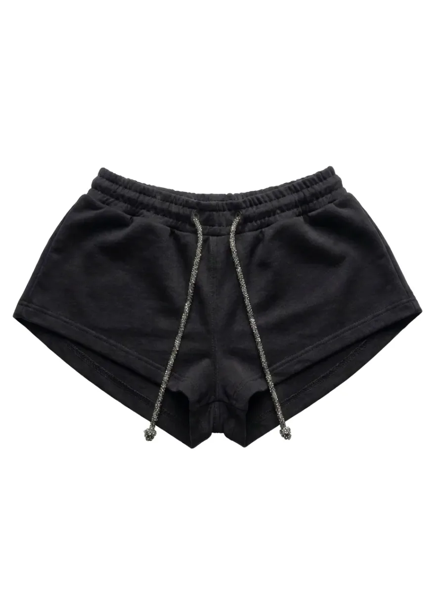 hf_20260616_132017_334db8b5-eeb4-4035-92d3-075c8805b19d Black athletic shorts with a drawstring waist and metallic gray cords